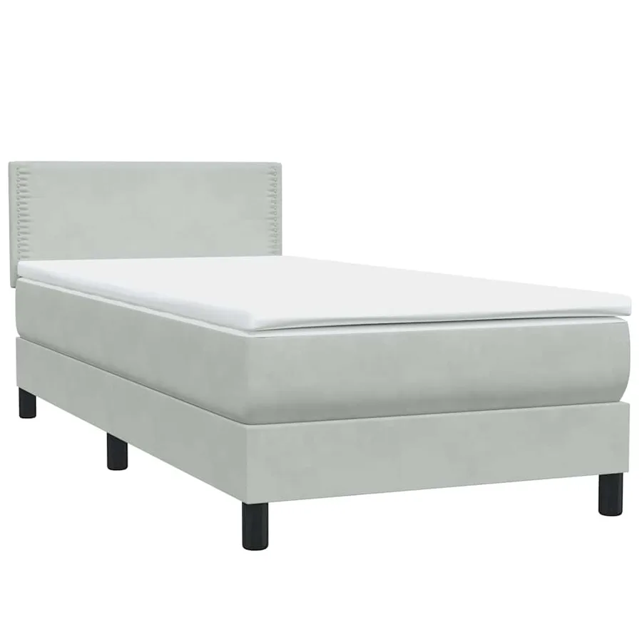 Sommier à lattes de lit et matelas gris clair 100x210cm velours - 4