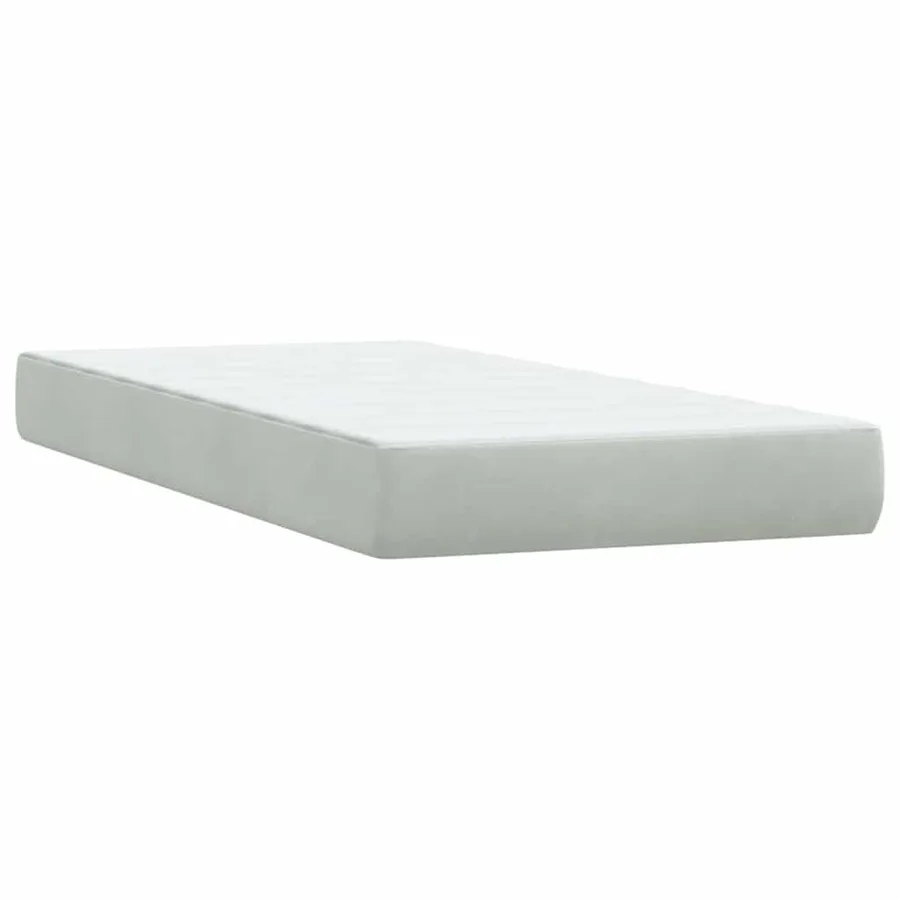 Sommier à lattes de lit et matelas gris clair 100x210cm velours - 7