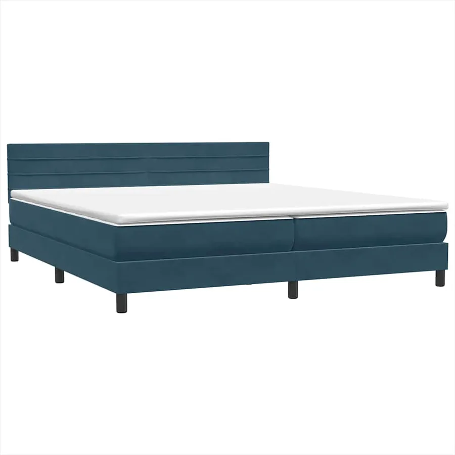 Sommier à lattes de lit et matelas bleu foncé 180x210cm velours - 4