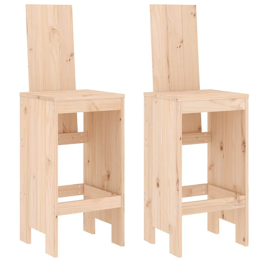 Tabourets de bar lot de 2 40x42x120 cm bois massif de pin - 2