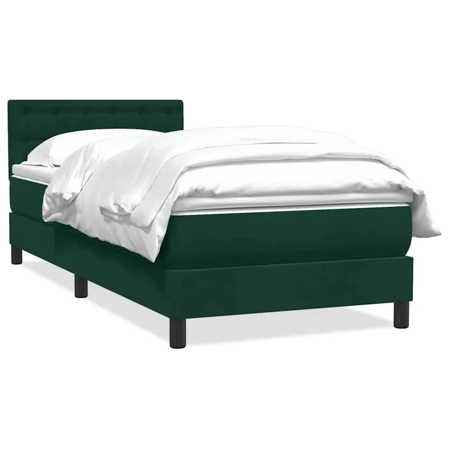 Sommier à lattes de lit et matelas vert foncé 90x220 cm velours - 2