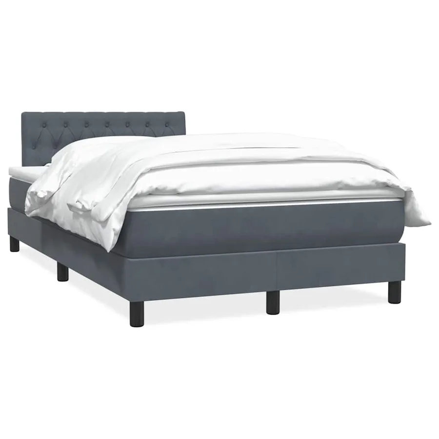 Sommier à lattes de lit et matelas gris foncé 120x210cm velours - 2