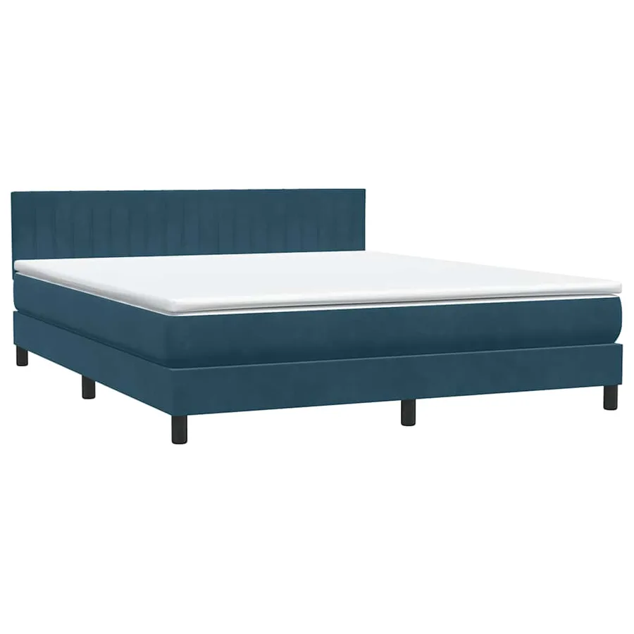 Sommier à lattes de lit et matelas et LED bleu foncé 180x210cm velours - 5