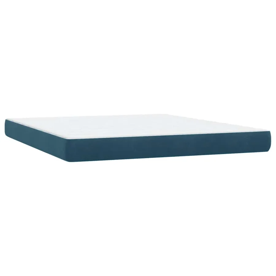Sommier à lattes de lit et matelas et LED bleu foncé 180x210cm velours - 8
