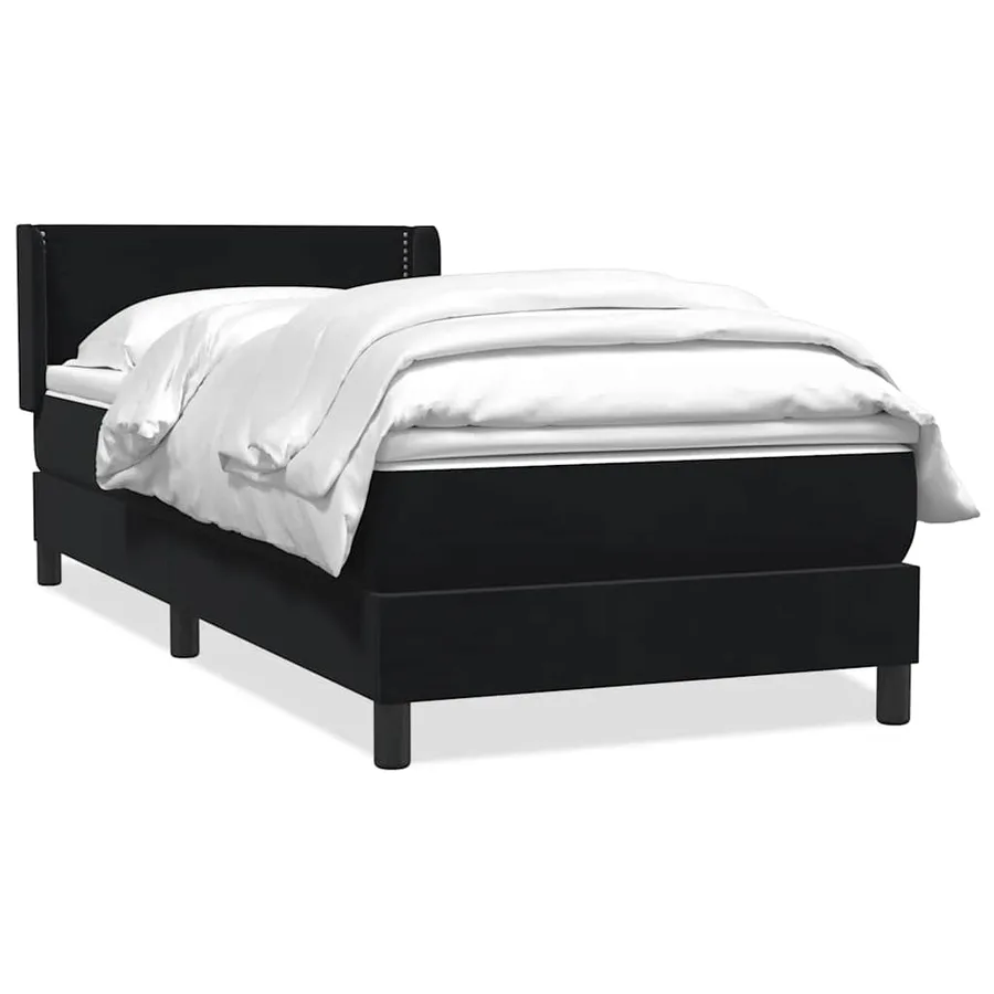 Sommier à lattes de lit avec matelas noir 90x210 cm velours - 2