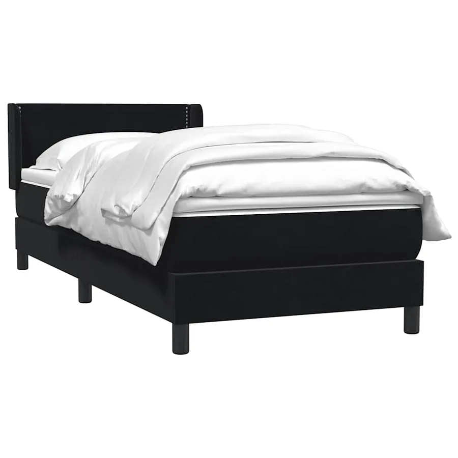 Sommier à lattes de lit avec matelas noir 90x210 cm velours - 3