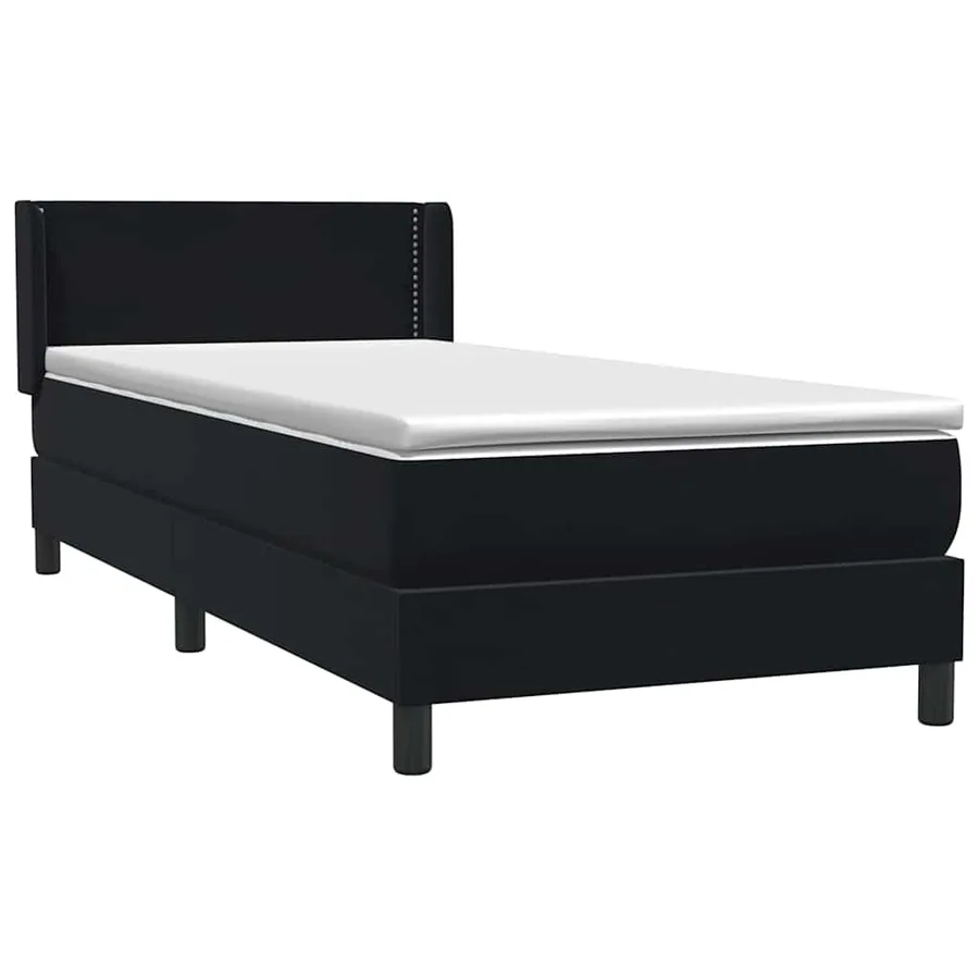 Sommier à lattes de lit avec matelas noir 90x210 cm velours - 4