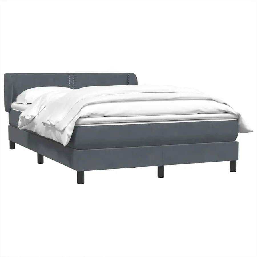 Sommier à lattes de lit et matelas gris foncé 140x210cm velours - 3