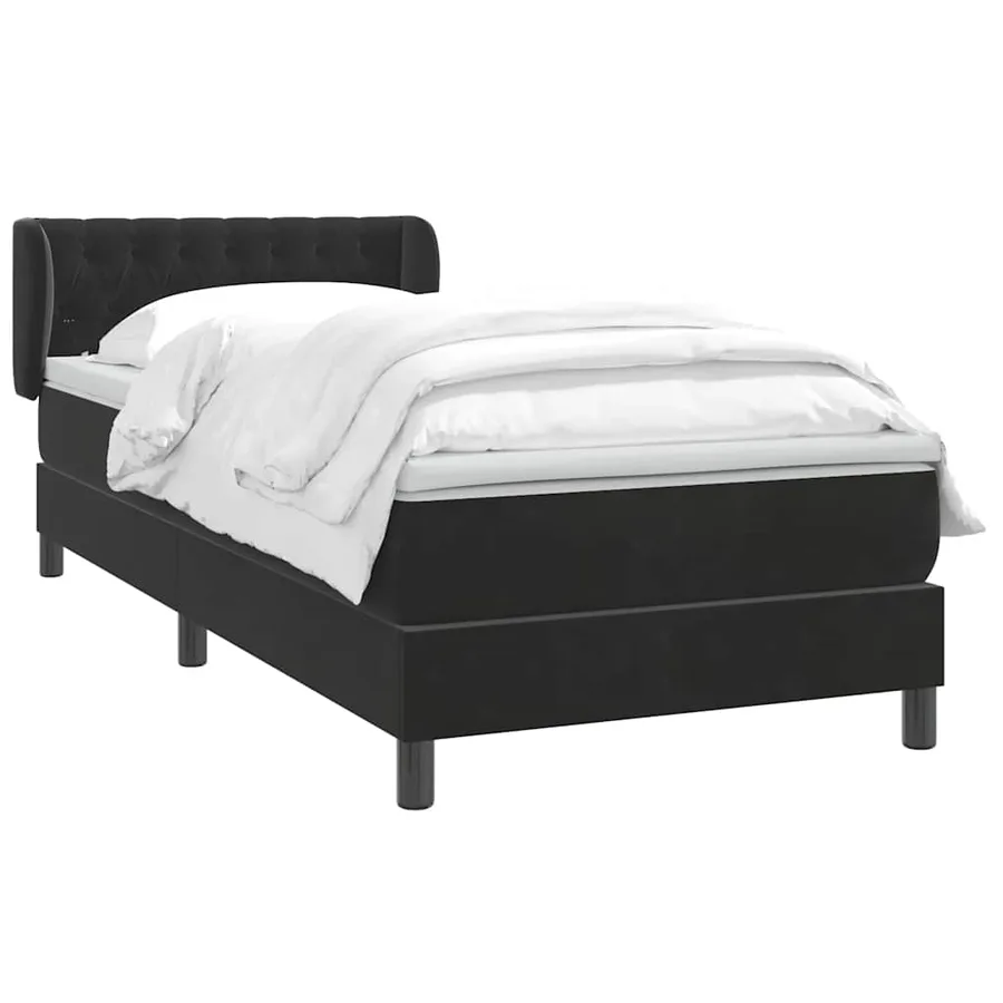 Sommier à lattes de lit avec matelas noir 90x210 cm velours - 3