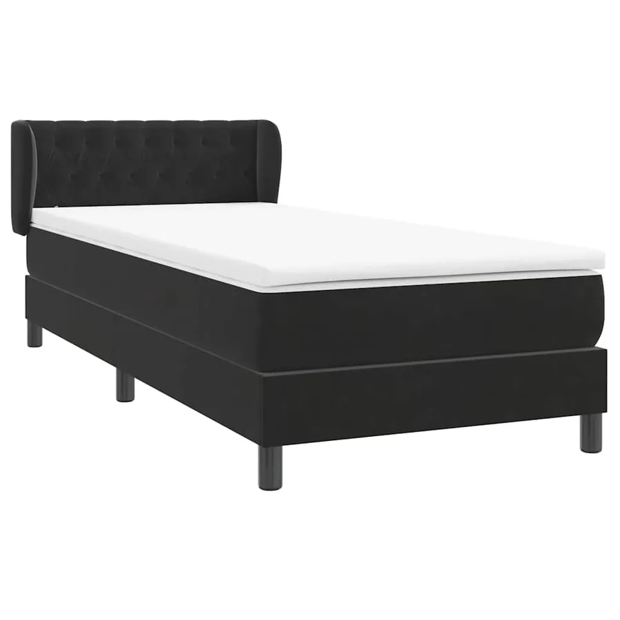 Sommier à lattes de lit avec matelas noir 90x210 cm velours - 4