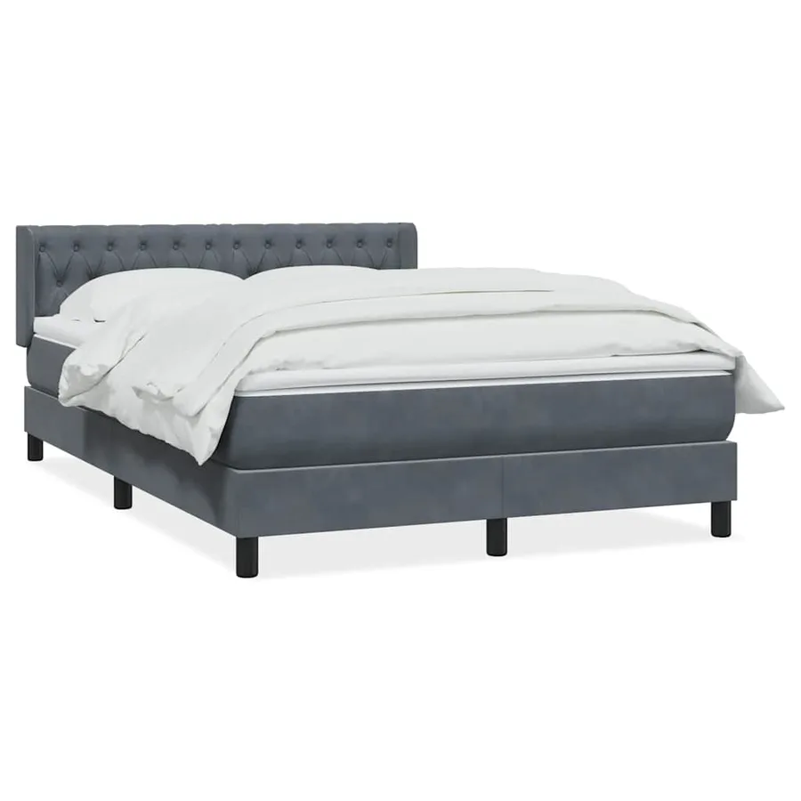 Sommier à lattes de lit et matelas gris foncé 140x210cm velours - 2