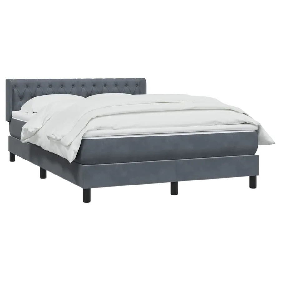 Sommier à lattes de lit et matelas gris foncé 140x210cm velours - 3