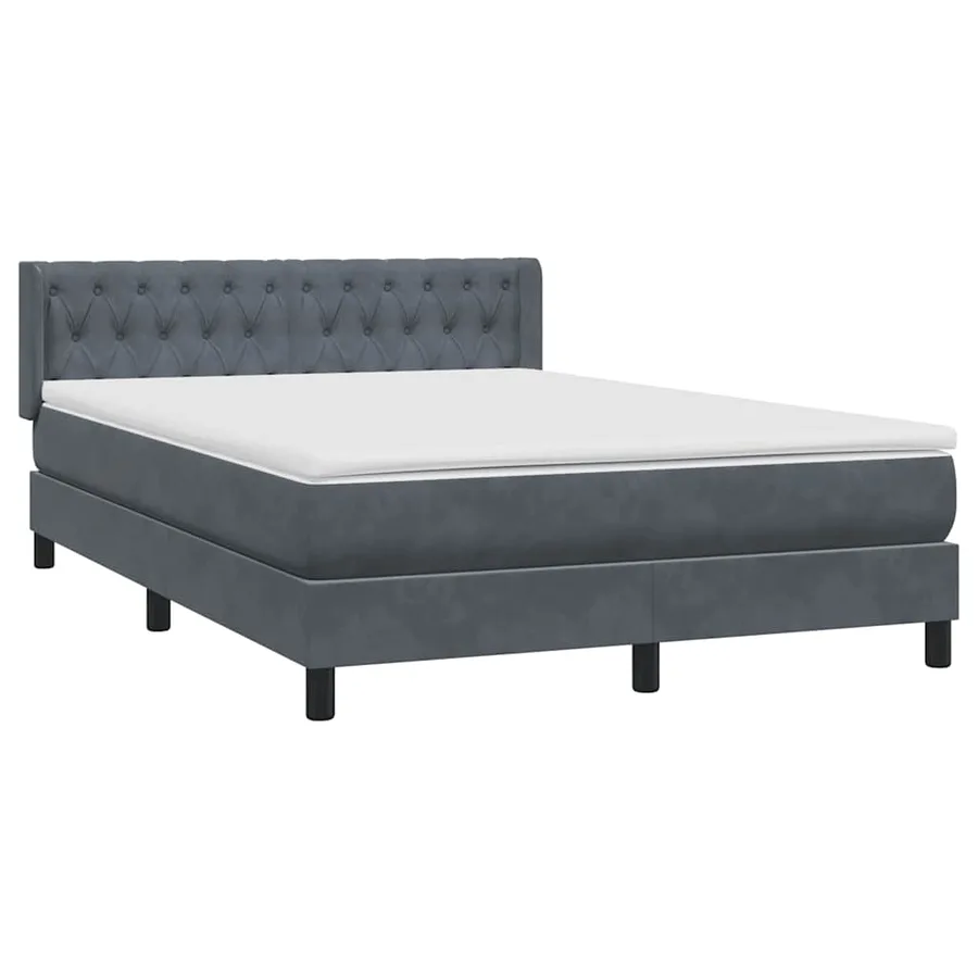 Sommier à lattes de lit et matelas gris foncé 140x210cm velours - 4