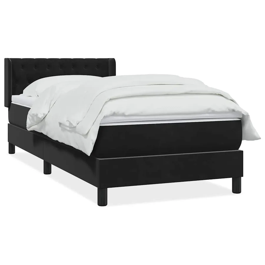 Sommier à lattes de lit avec matelas noir 90x210 cm velours - 2