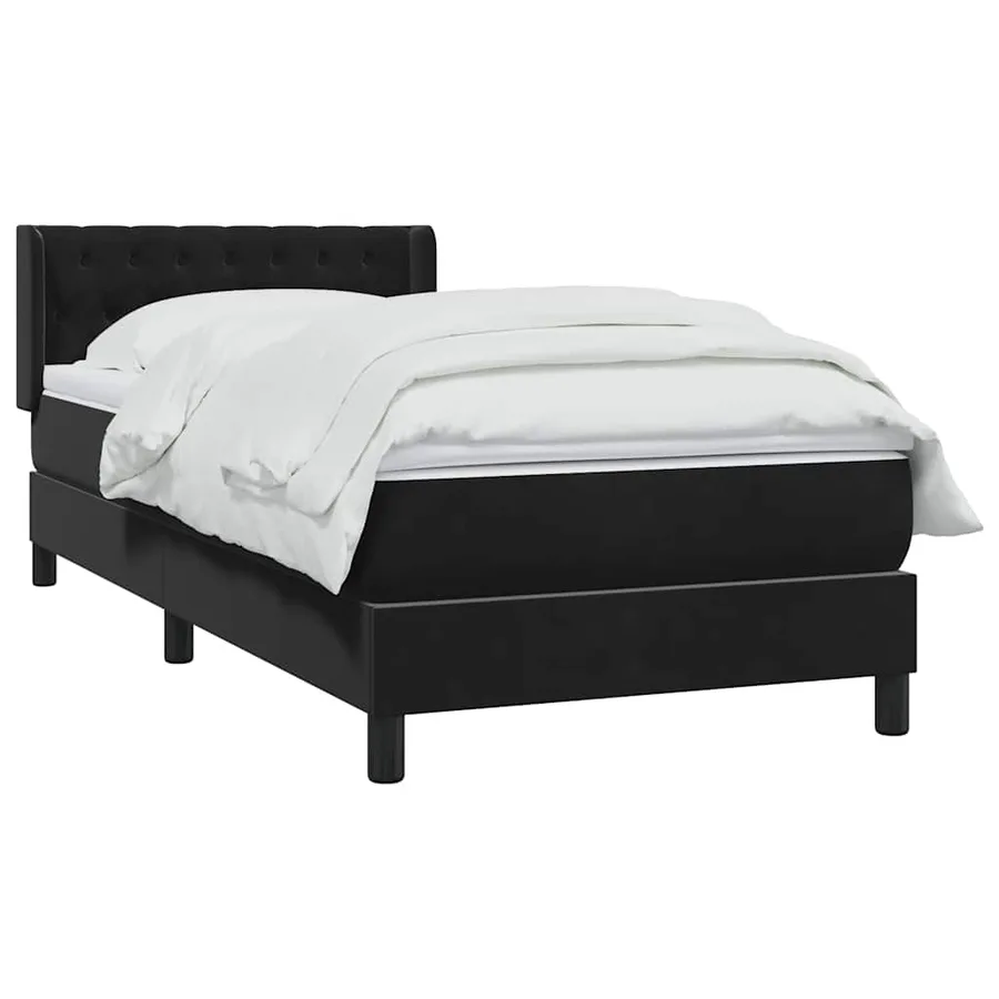 Sommier à lattes de lit avec matelas noir 90x210 cm velours - 3