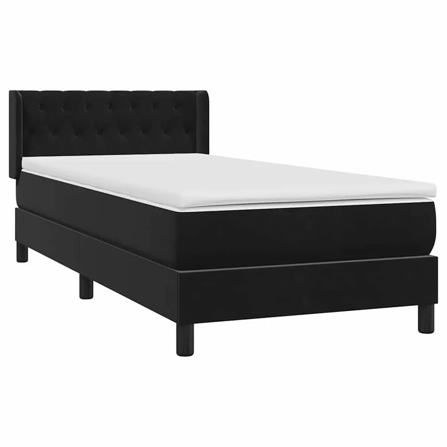 Sommier à lattes de lit avec matelas noir 90x210 cm velours - 4