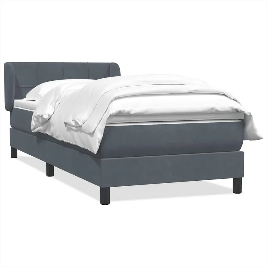 Sommier à lattes de lit et matelas gris foncé 100x210cm velours - 2