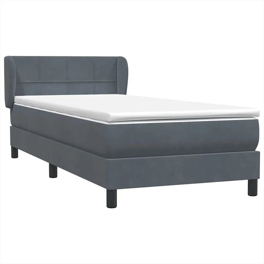 Sommier à lattes de lit et matelas gris foncé 100x210cm velours - 4