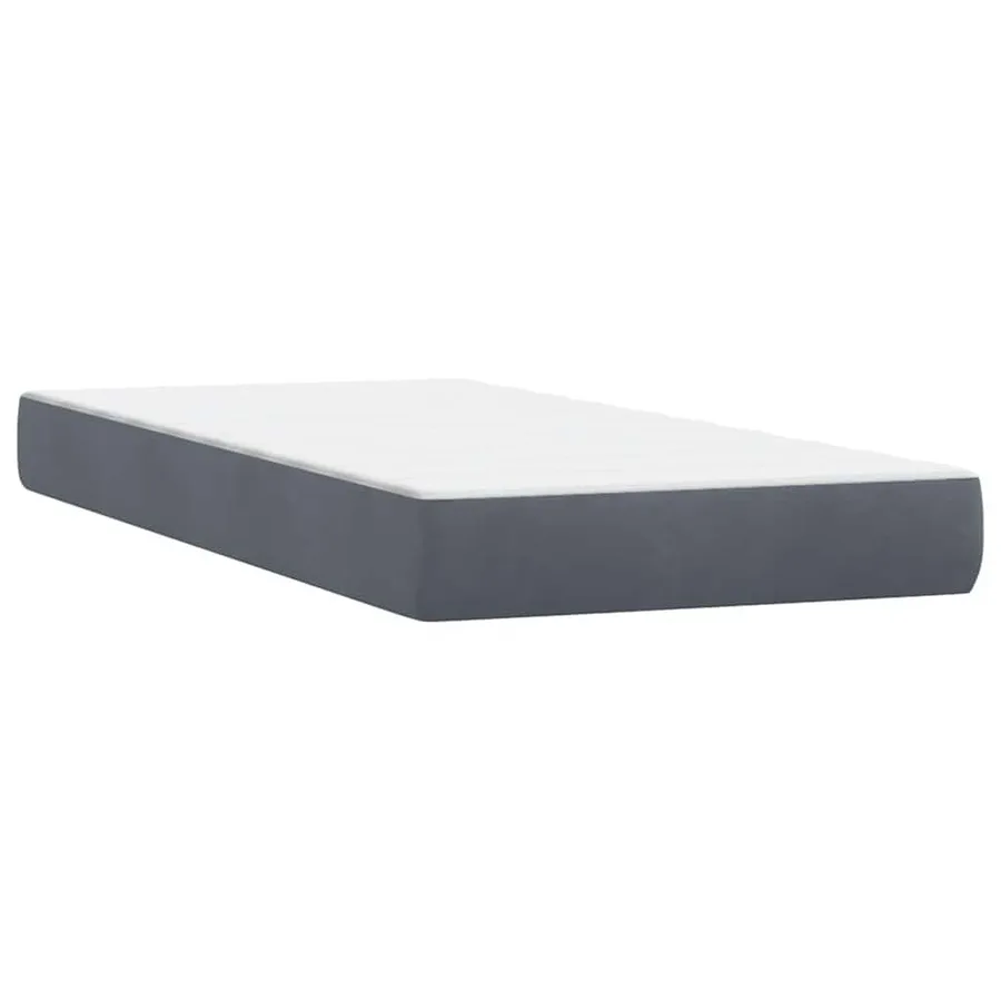 Sommier à lattes de lit et matelas gris foncé 100x210cm velours - 6