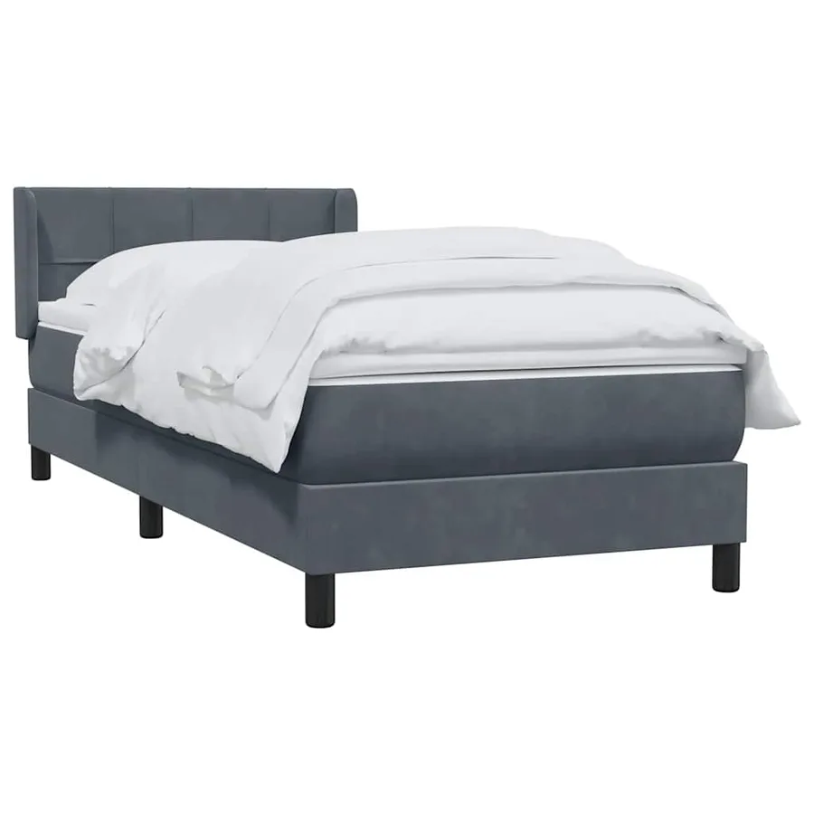 Sommier à lattes de lit et matelas gris foncé 100x210cm velours - 3