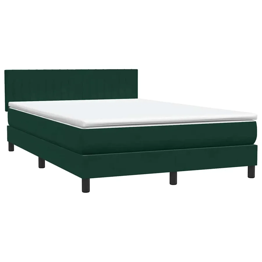 Sommier à lattes de lit et matelas et LED vert foncé 160x210cm velours - 5