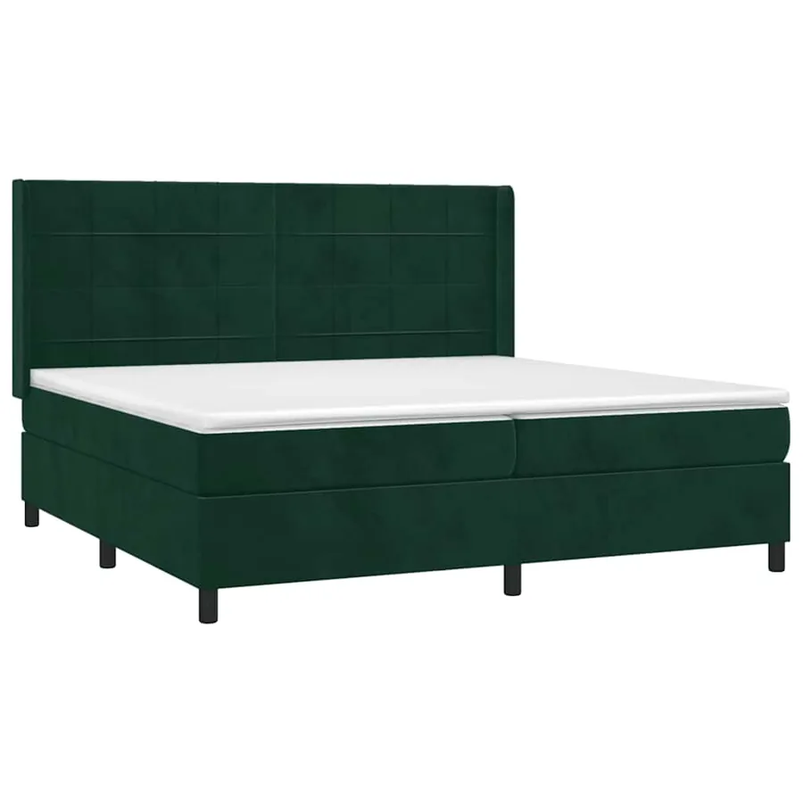 Sommier à lattes de lit matelas et LED Vert foncé 200x200 cm - 4