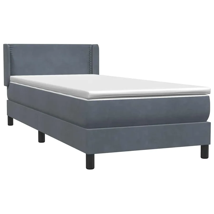 Sommier à lattes de lit et matelas gris foncé 100x210cm velours - 4