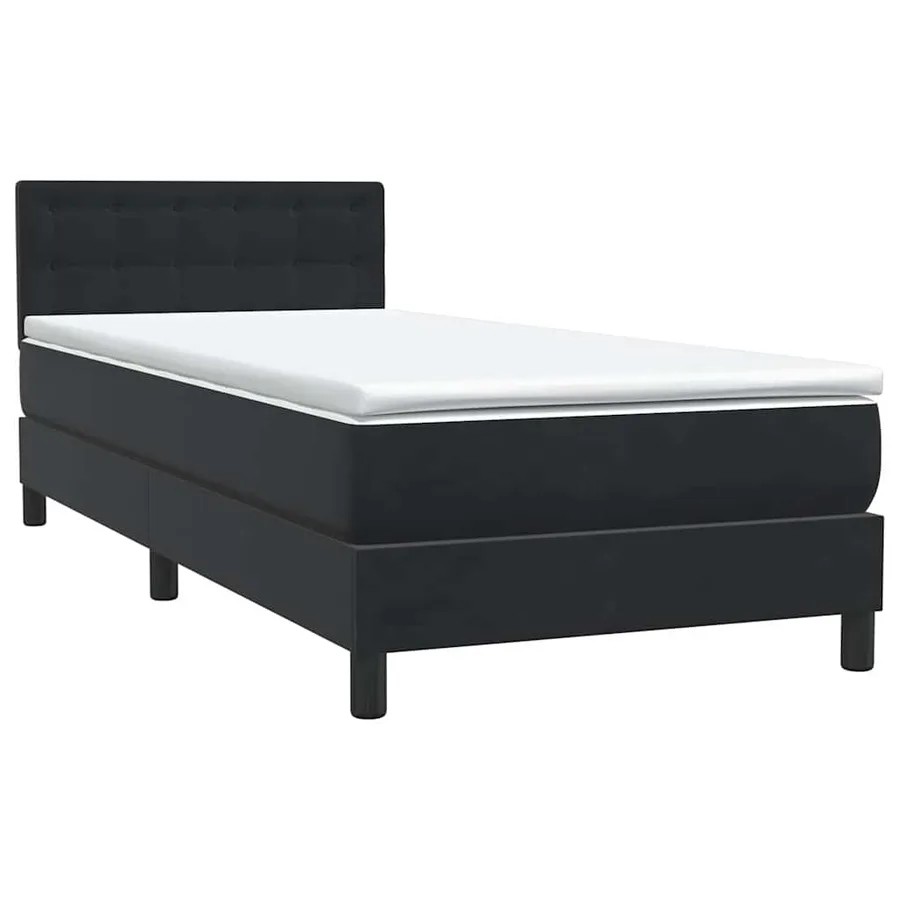 Sommier à lattes de lit avec matelas et LED noir 90x220 cm velours - 5