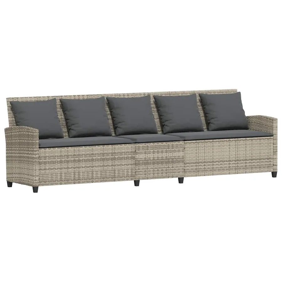 Canapé de jardin et coussins gris clair résine tressée - 5