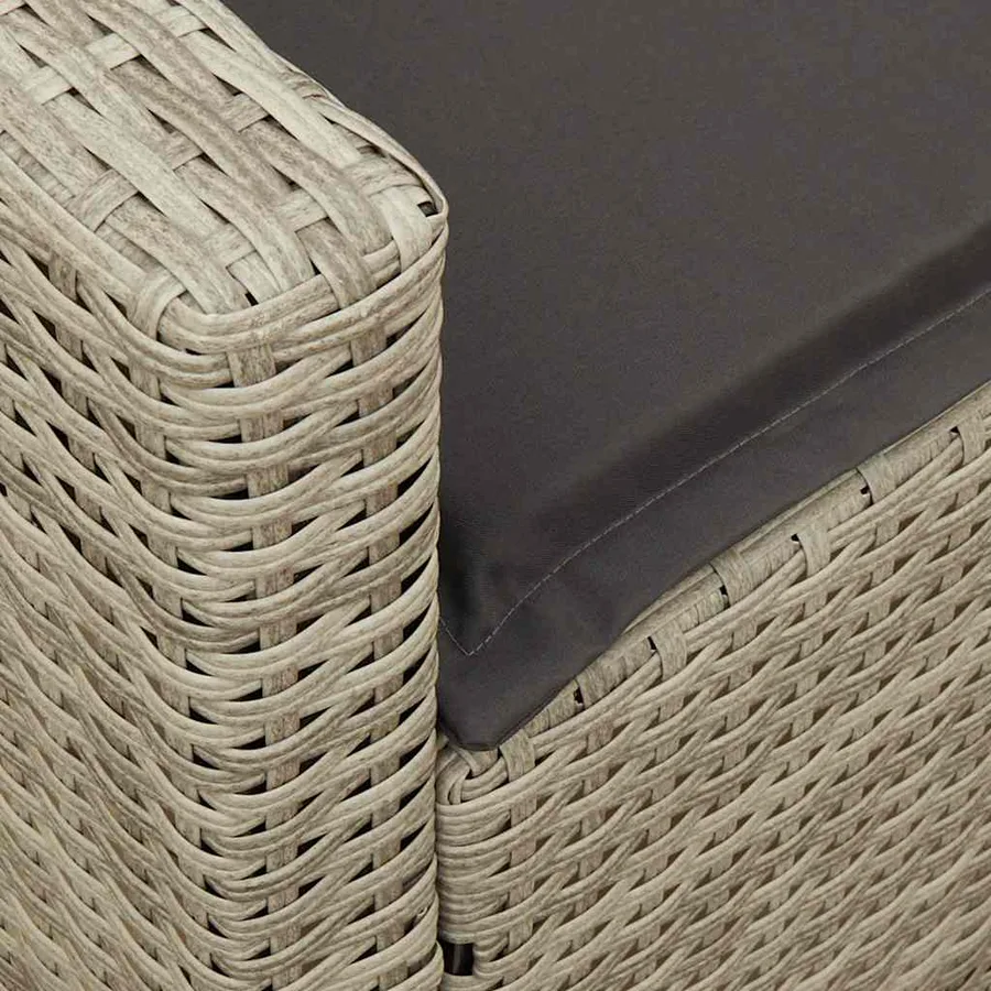 Canapé de jardin et coussins gris clair résine tressée - 7
