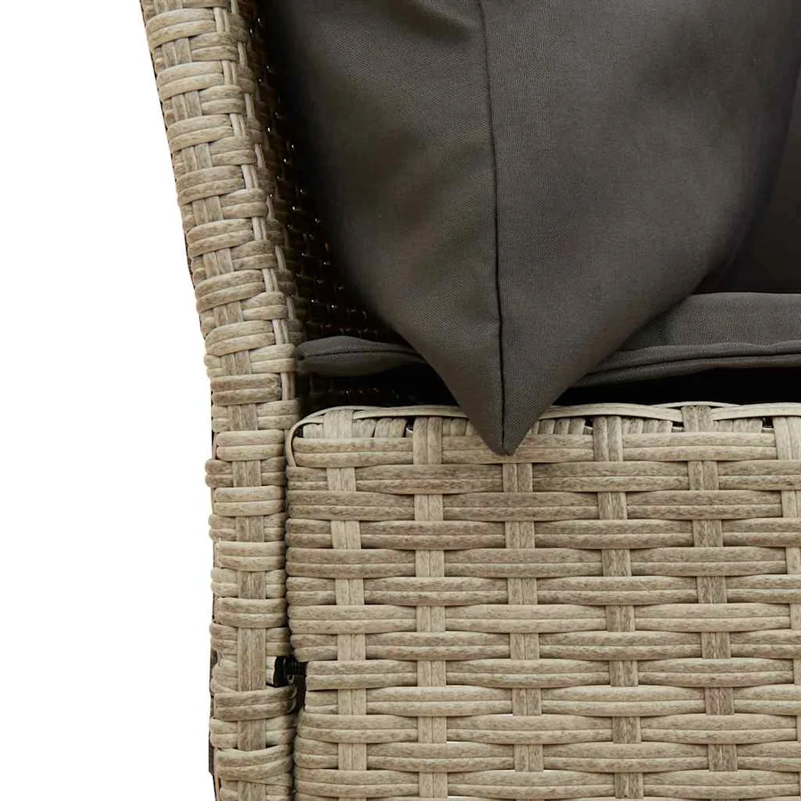Canapé de jardin et coussins gris clair résine tressée - 8