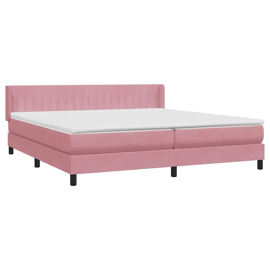 Sommier à lattes de lit avec matelas rose 180x210 cm velours - 4