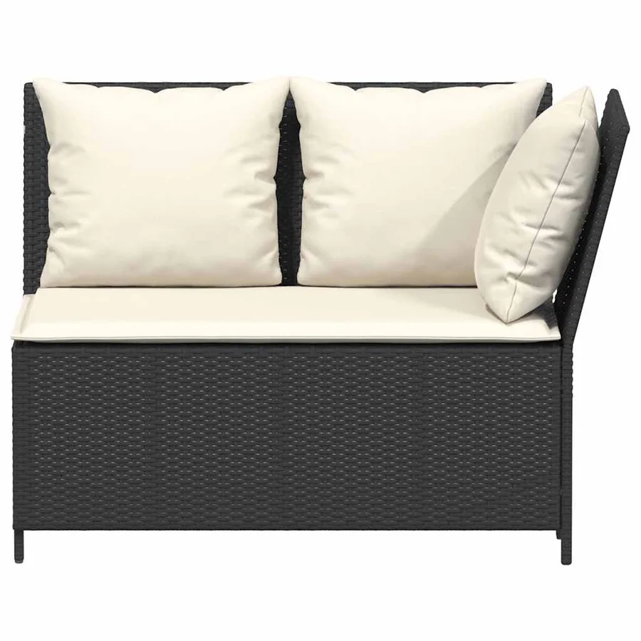 Salon de jardin 3 pcs avec coussins noir résine tressée - 7