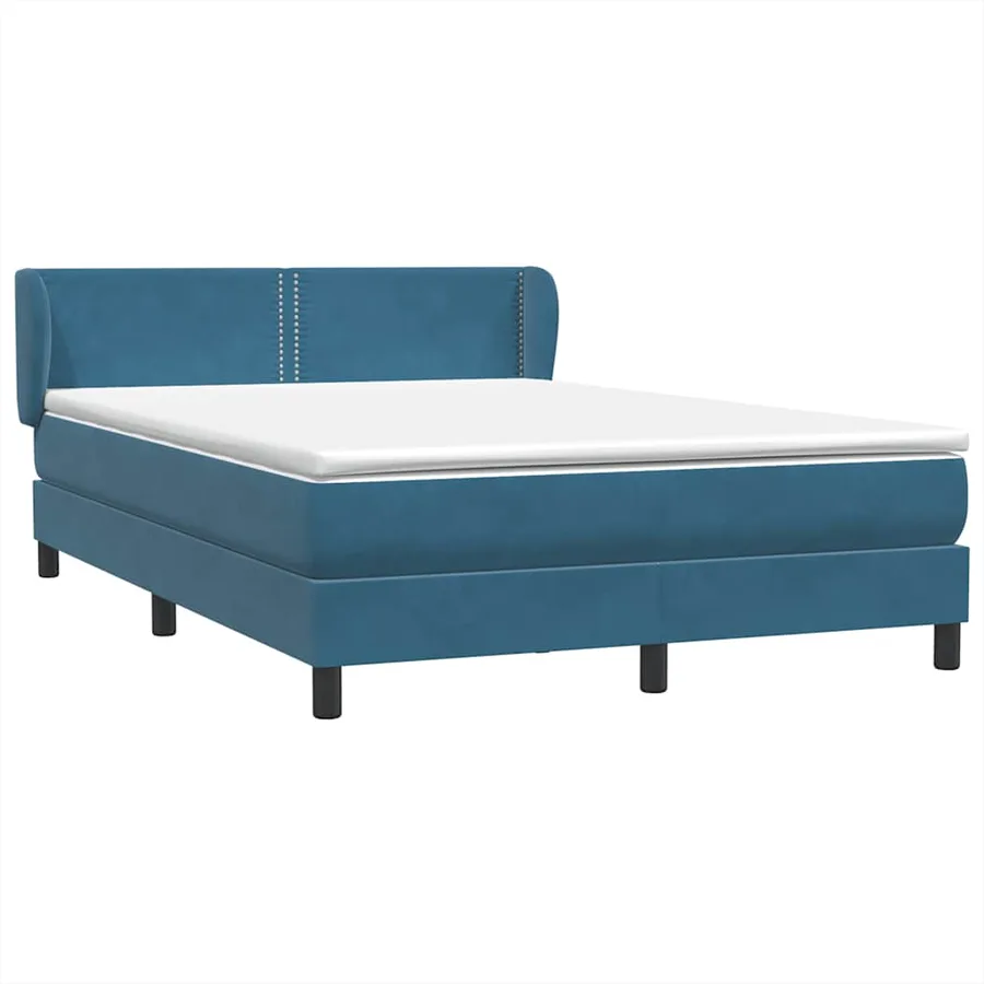 Sommier à lattes de lit et matelas bleu foncé 160x210cm velours - 4