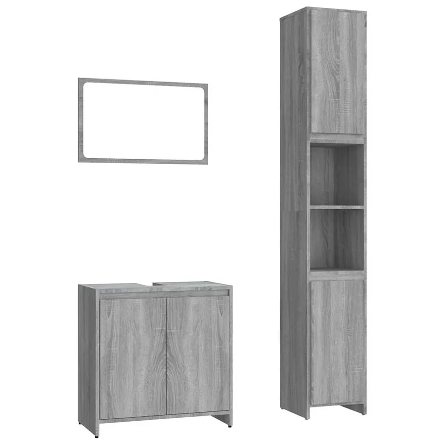 Ensemble de meubles de salle de bain 3 pcs Sonoma gris - 2