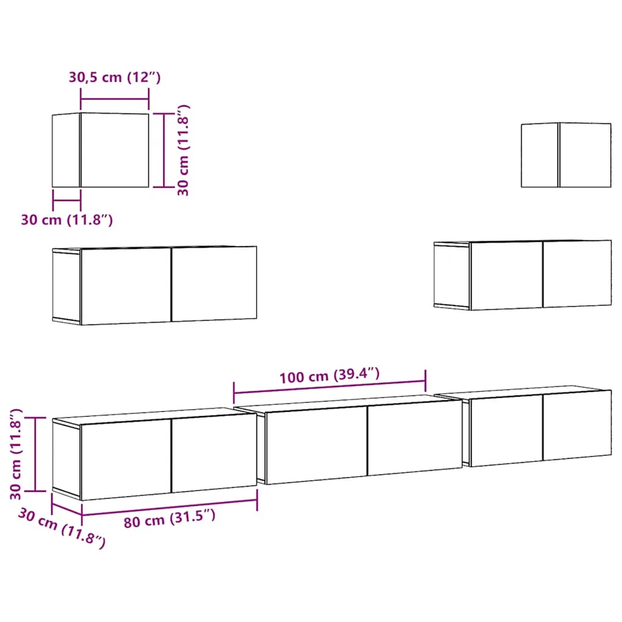 Ensemble de meuble TV mural 7 pcs chêne artisanal - 11