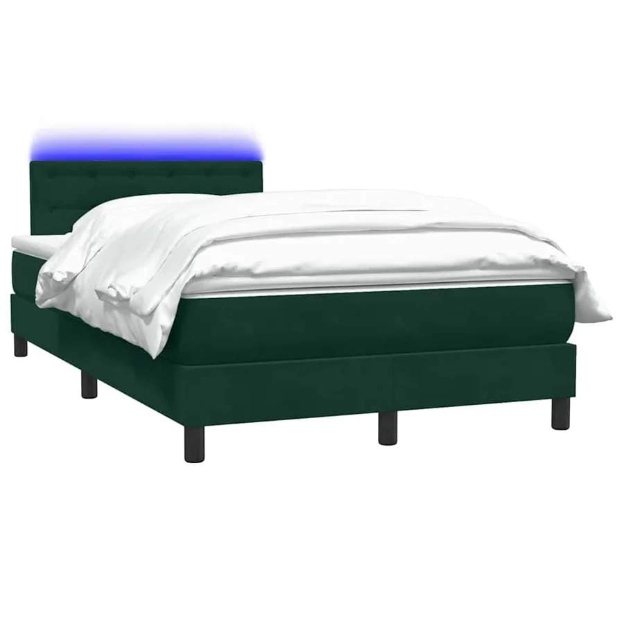 Sommier à lattes de lit et matelas et LED vert foncé 120x210cm velours - 3
