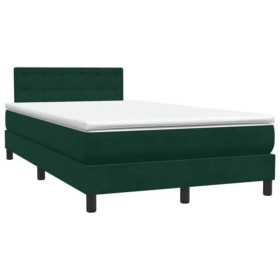 Sommier à lattes de lit et matelas et LED vert foncé 120x210cm velours - 5