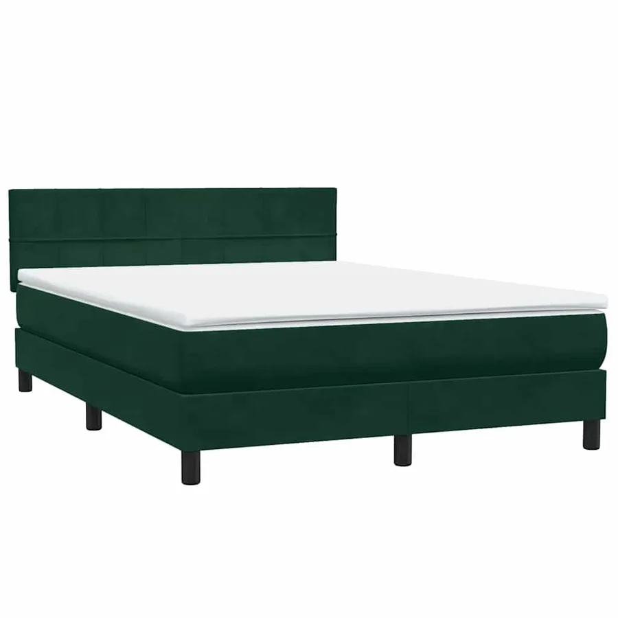 Sommier à lattes de lit et matelas et LED vert foncé 140x210cm velours - 5