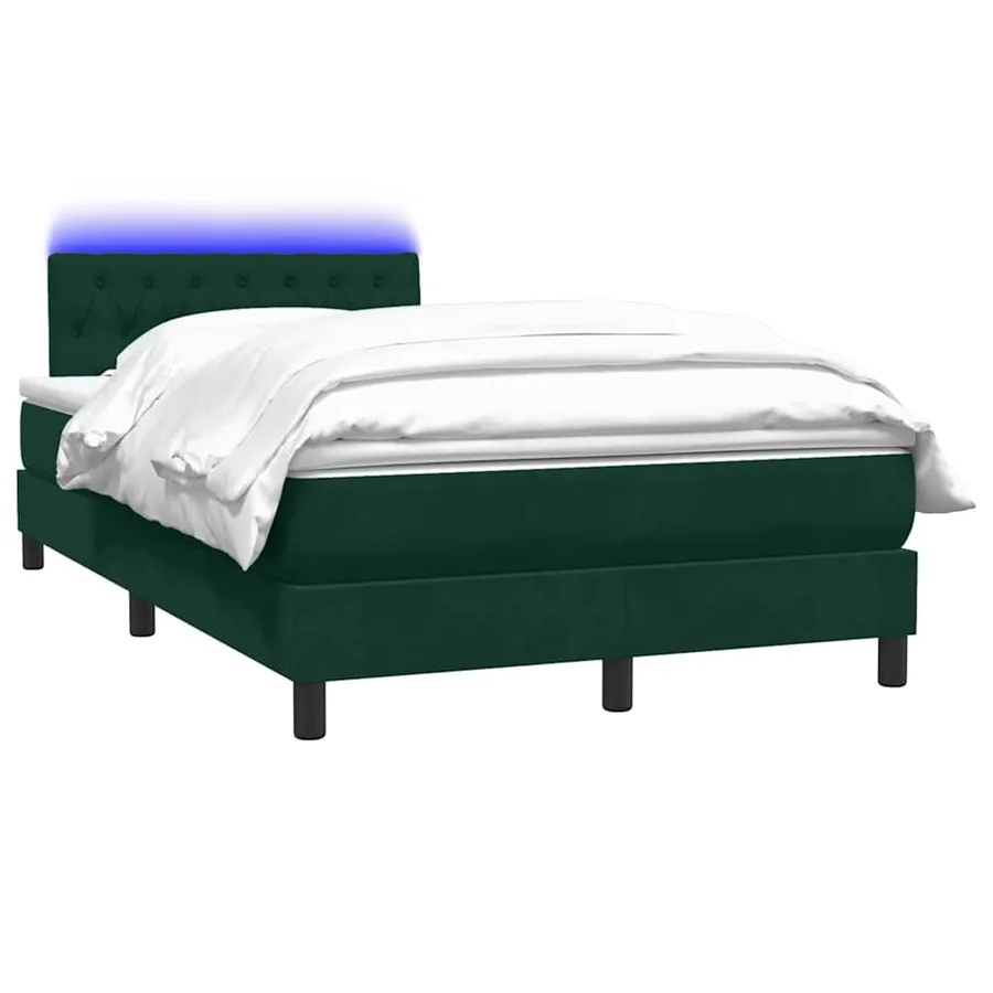 Sommier à lattes de lit et matelas et LED vert foncé 120x210cm velours - 3