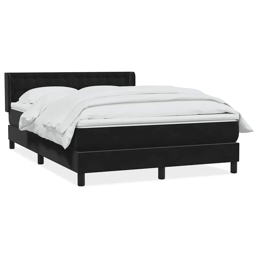 Sommier à lattes de lit avec matelas noir 160x210 cm velours - 2