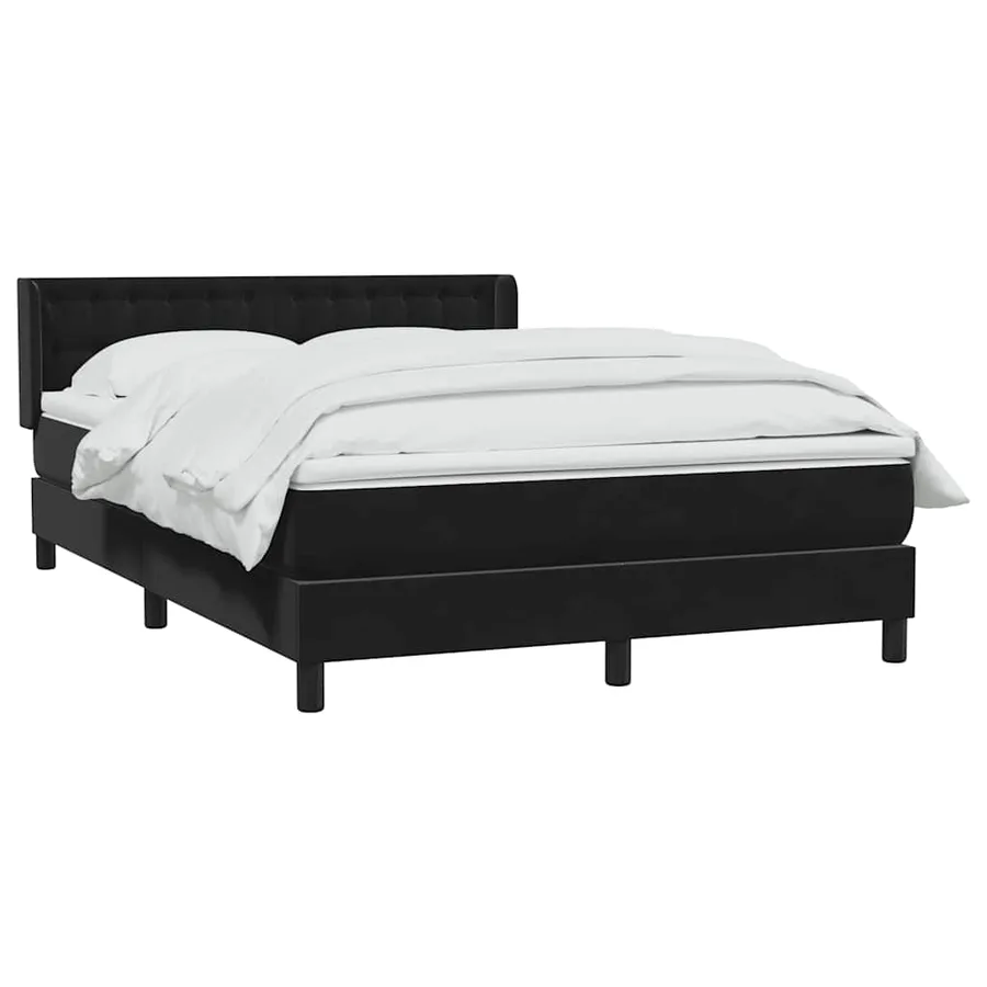 Sommier à lattes de lit avec matelas noir 160x210 cm velours - 3