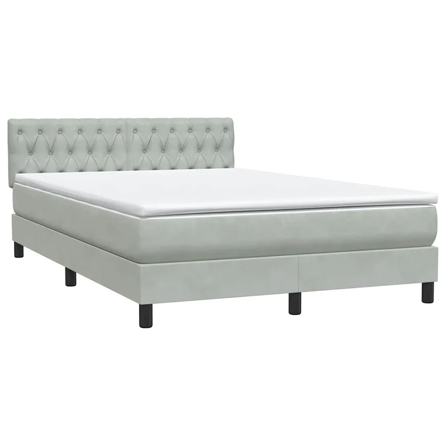 Sommier à lattes de lit et matelas gris clair 160x210cm velours - 4