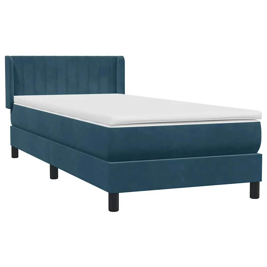 Sommier à lattes de lit et matelas bleu foncé 90x220 cm velours - 2