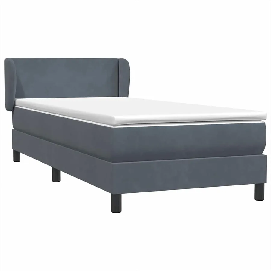 Sommier à lattes de lit et matelas gris foncé 90x220 cm velours - 2