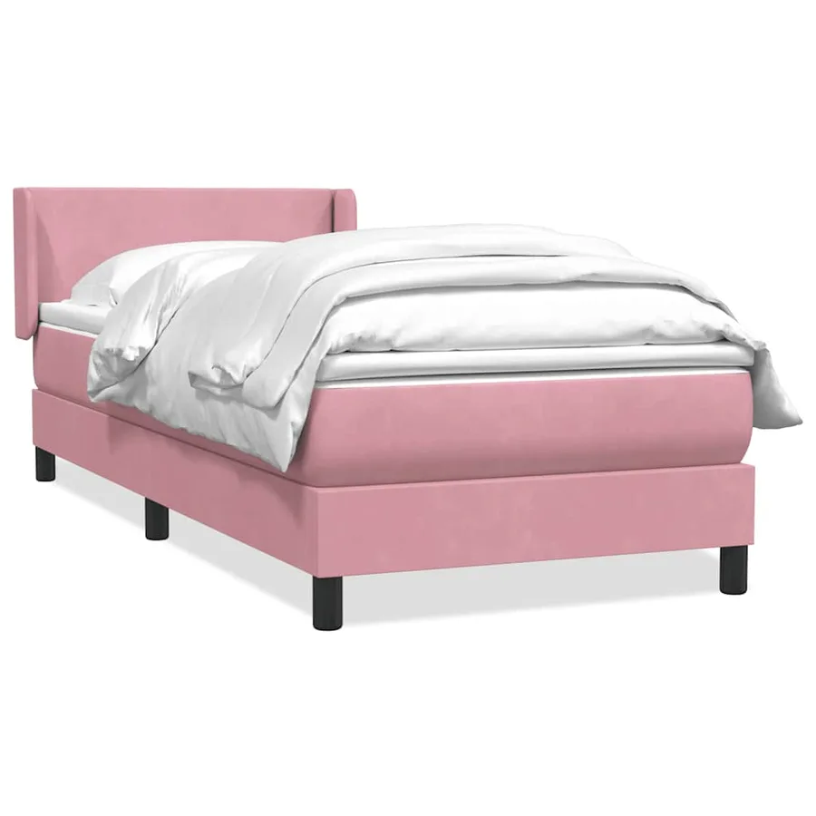 Sommier à lattes de lit avec matelas rose 80x220 cm velours - 2