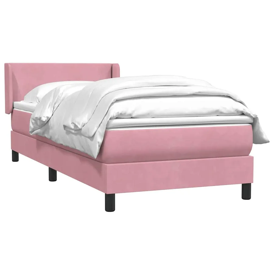 Sommier à lattes de lit avec matelas rose 80x220 cm velours - 3