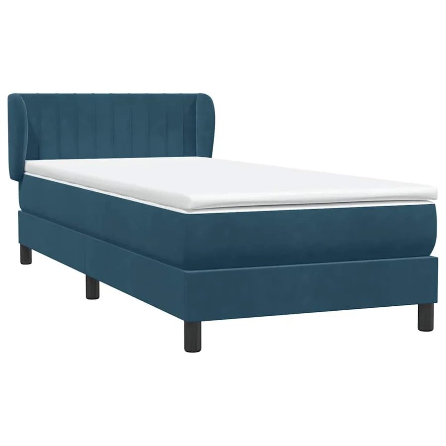 Sommier à lattes de lit et matelas bleu foncé 80x220 cm velours - 4