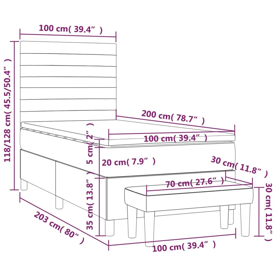 Sommier à lattes de lit avec matelas Rose 100x200 cm Velours - 8