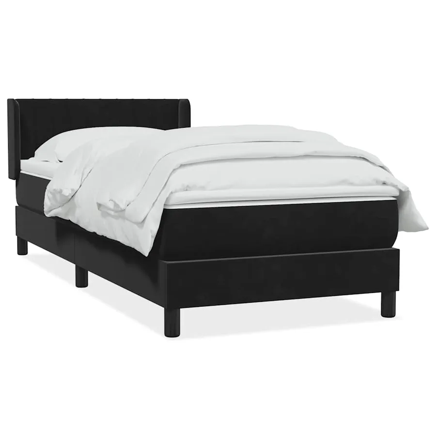 Sommier à lattes de lit avec matelas noir 80x220 cm velours - 2